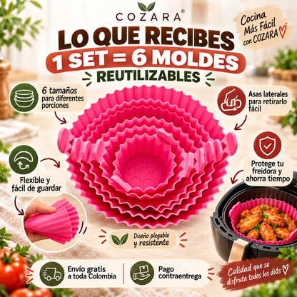 Contenido del set x6 moldes de silicona COZARA